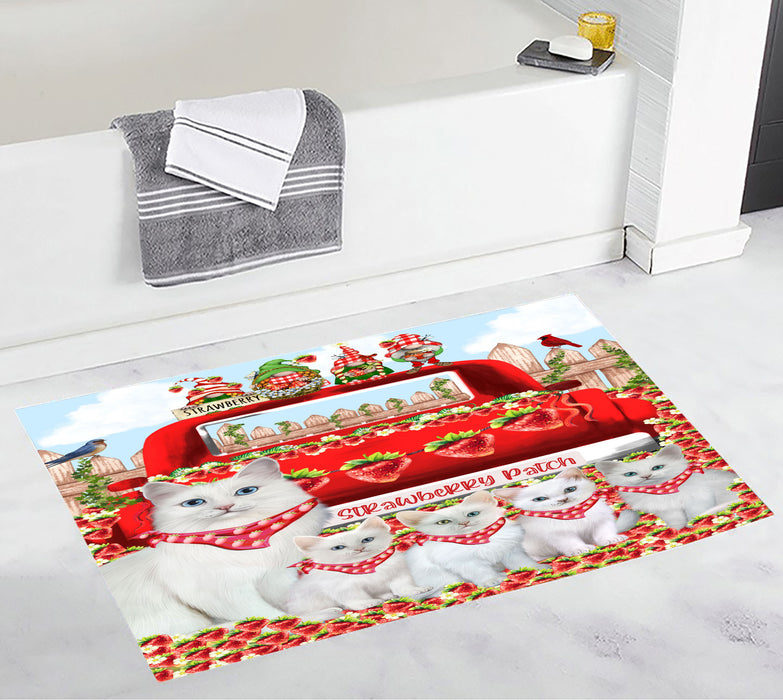 Turkish Angora Custom Bath Mat, Explore a Variety of Personalized Designs, Anti-Slip Bathroom Pet Rug Mats, Cat Lover's Gifts