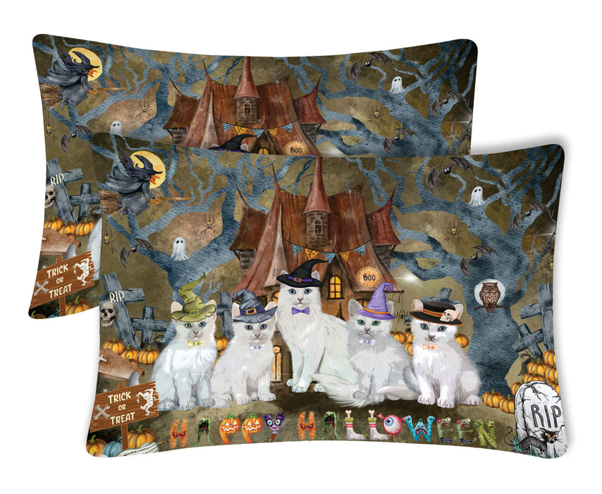 Turkish Angora Pillow Case: Explore a Variety of Designs, Custom, Standard Pillowcases Set of 2, Personalized, Halloween Gift for Pet and Cat Lovers
