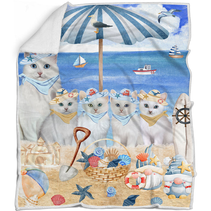 Turkish Angora Blanket: Explore a Variety of Personalized Designs, Bed Cozy Sherpa, Fleece and Woven, Custom Cat Gift for Pet Lovers