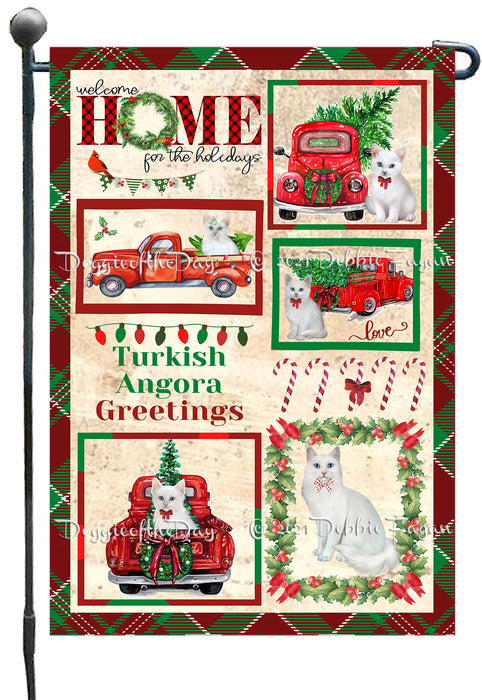 Welcome Home for Christmas Holidays Turkish Angora Cats Garden Flag GFLG67057