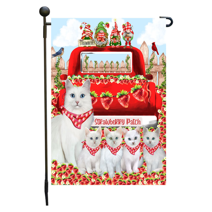 Turkish Angora Cats Garden Flag: Explore a Variety of Custom Designs, Double-Sided, Personalized, Weather Resistant, Garden Outside Yard Decor, Cat Gift for Pet Lovers