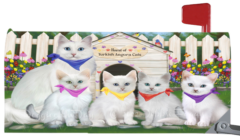 Spring Dog House Turkish Angora Cat Magnetic Mailbox Cover Both Sides Pet Theme Printed Decorative Letter Box Wrap Case Postbox Thick Magnetic Vinyl Material