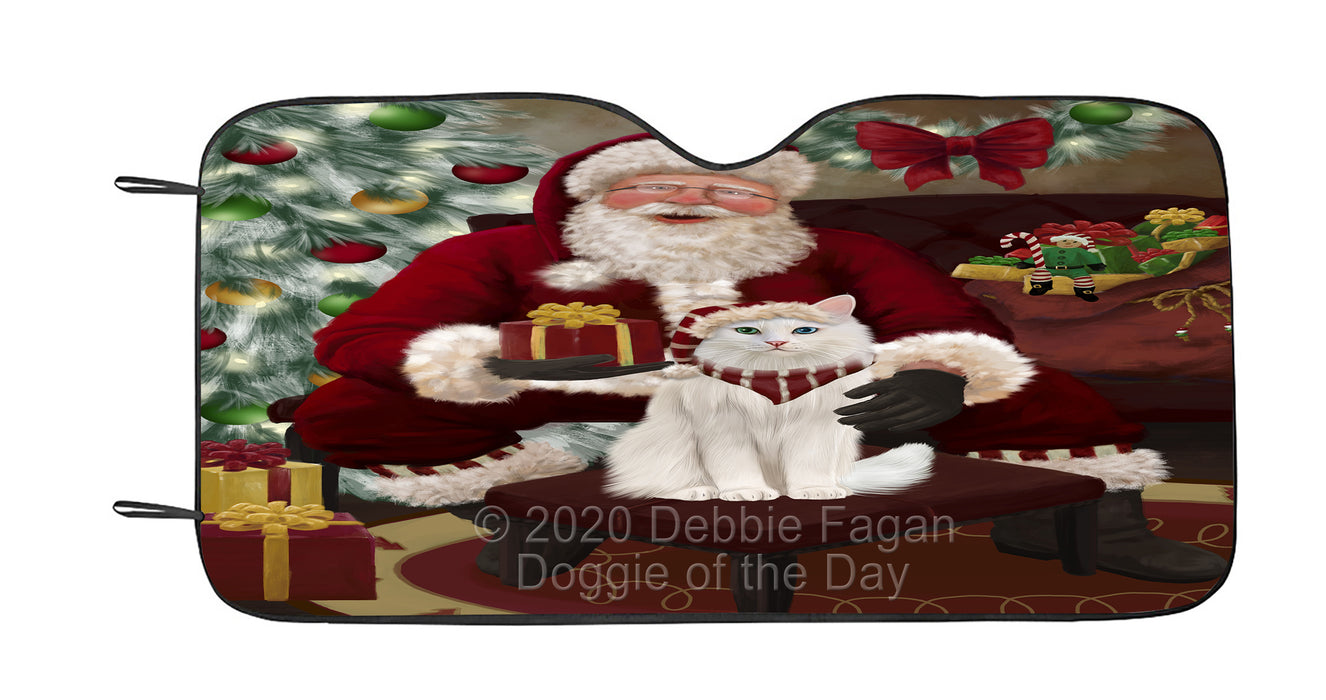 Santa's Christmas Surprise Turkish Angora Cat Car Sun Shade Cover Curtain