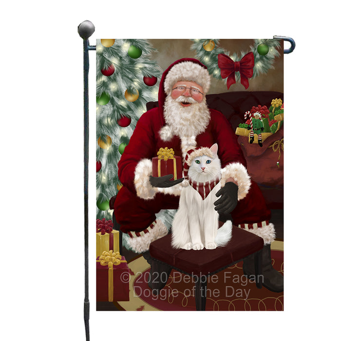 Santa's Christmas Surprise Turkish Angora Cat Garden Flag GFLG66791