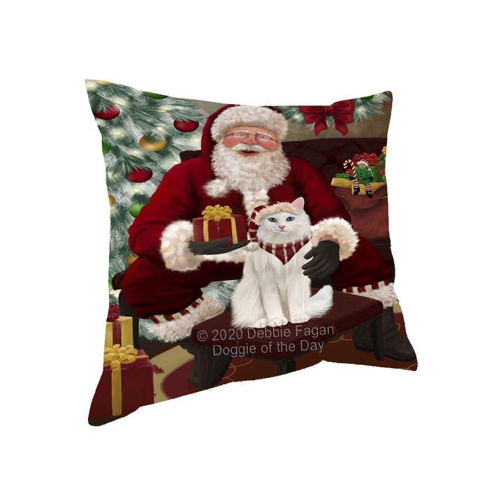 Santa's Christmas Surprise Turkish Angora Cat Pillow PIL87384
