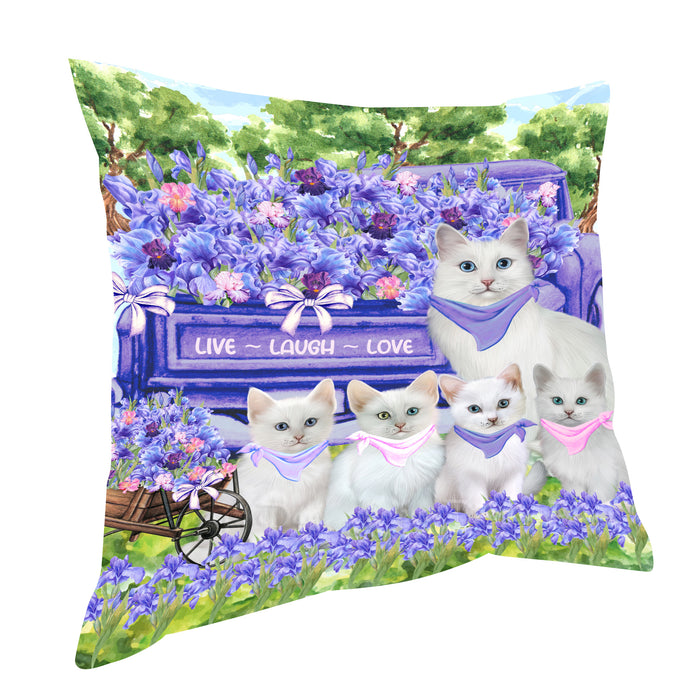 Turkish Angora Pillow: Explore a Variety of Designs, Custom, Personalized, Pet Cushion for Sofa Couch Bed, Halloween Gift for Cat Lovers