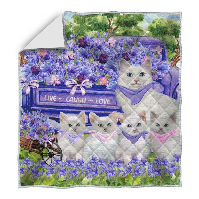 Turkish Angora Quilt: Explore a Variety of Bedding Designs, Custom, Personalized, Bedspread Coverlet Quilted, Gift for Cat and Pet Lovers