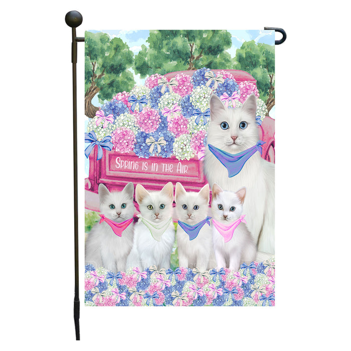 Turkish Angora Cats Garden Flag: Explore a Variety of Personalized Designs, Double-Sided, Weather Resistant, Custom, Outdoor Garden Yard Decor for Cat and Pet Lovers