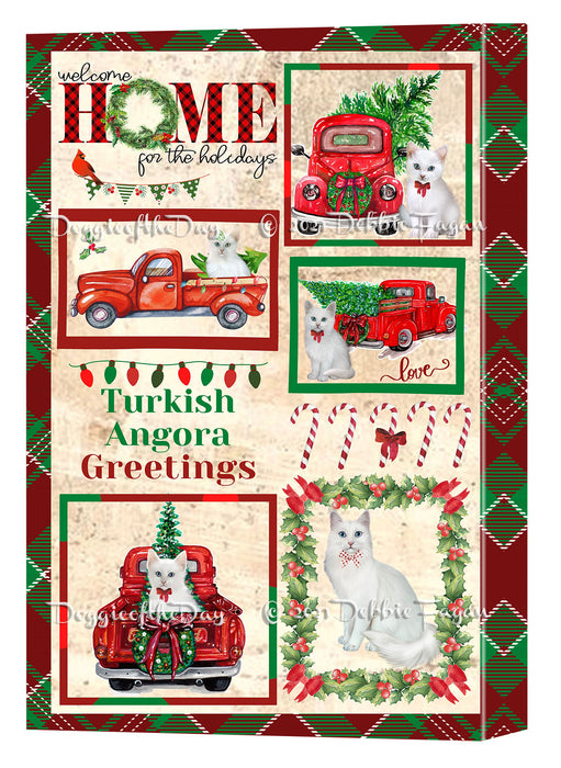 Welcome Home for Christmas Holidays Turkish Angora Cats Canvas Wall Art Decor - Premium Quality Canvas Wall Art for Living Room Bedroom Home Office Decor Ready to Hang CVS149984