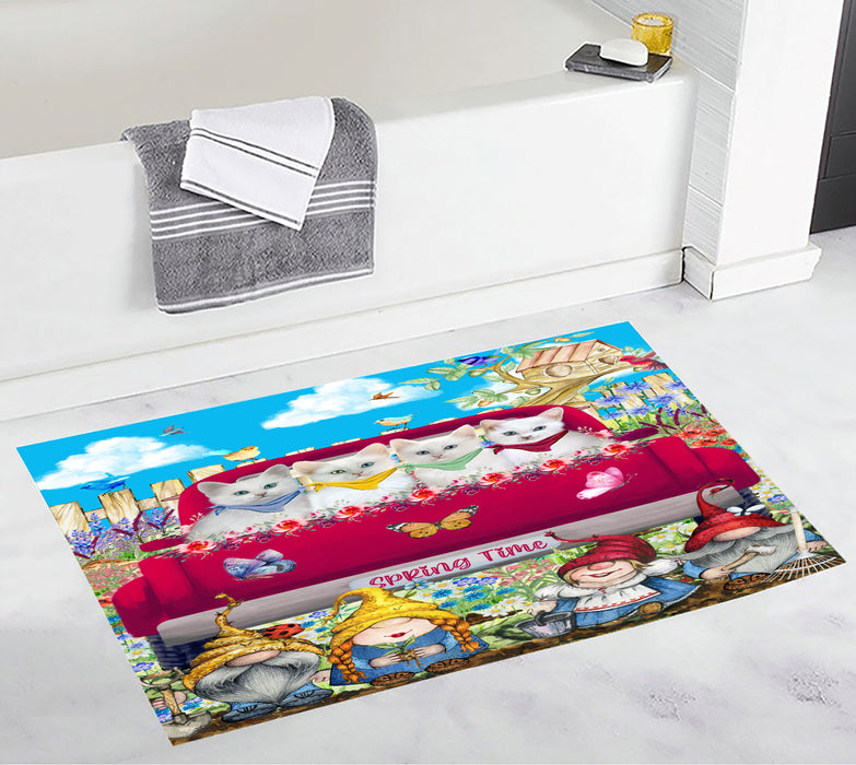Turkish Angora Bath Mat: Non-Slip Bathroom Rug Mats, Custom, Explore a Variety of Designs, Personalized, Gift for Pet and Cat Lovers