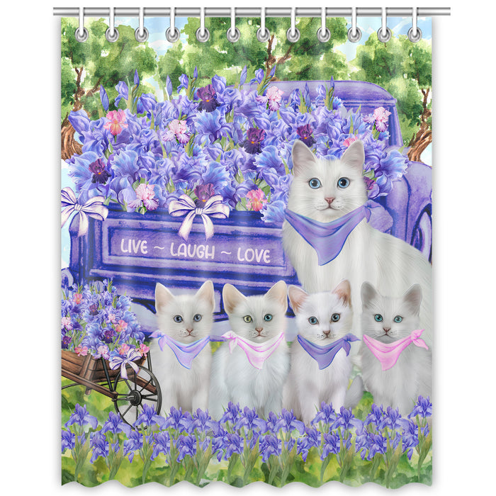 Turkish Angora Shower Curtain, Explore a Variety of Custom Designs, Personalized, Waterproof Bathtub Curtains with Hooks for Bathroom, Gift for Cat and Pet Lovers