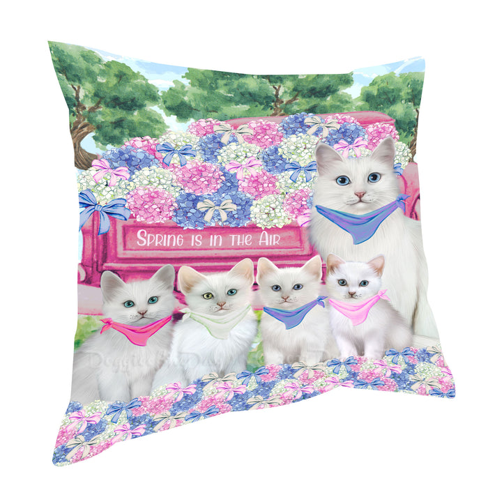 Turkish Angora Pillow, Explore a Variety of Personalized Designs, Custom, Throw Pillows Cushion for Sofa Couch Bed, Cat Gift for Pet Lovers