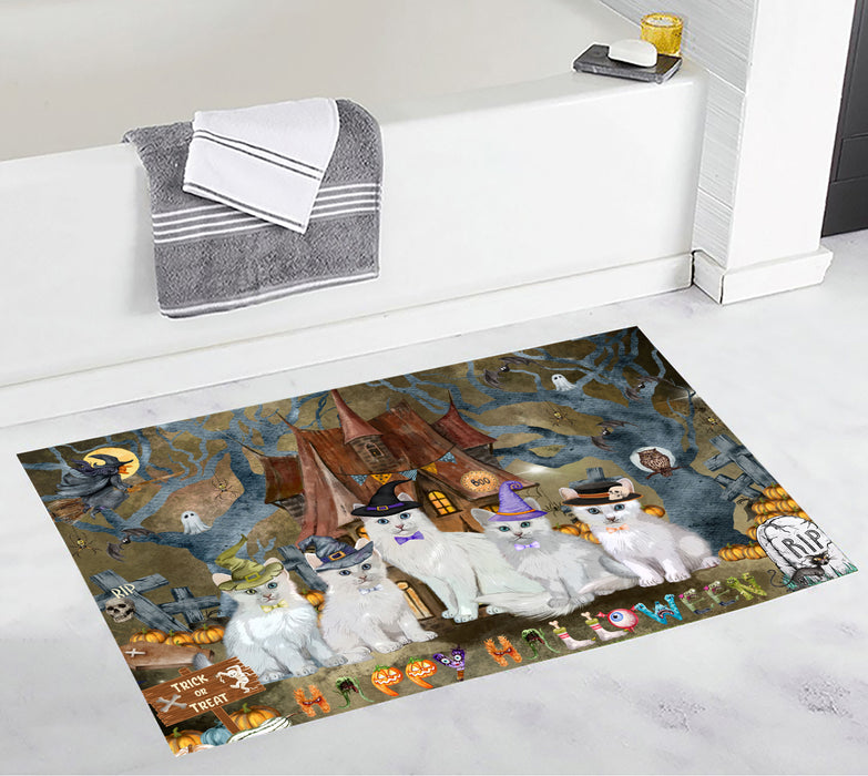 Turkish Angora Custom Bath Mat, Explore a Variety of Personalized Designs, Anti-Slip Bathroom Pet Rug Mats, Cat Lover's Gifts
