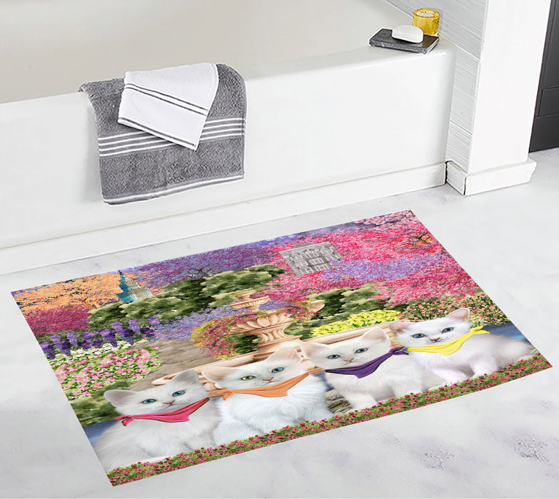 Turkish Angora Custom Bath Mat, Explore a Variety of Personalized Designs, Anti-Slip Bathroom Pet Rug Mats, Cat Lover's Gifts