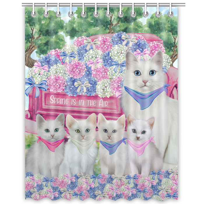 Turkish Angora Shower Curtain: Explore a Variety of Designs, Halloween Bathtub Curtains for Bathroom with Hooks, Personalized, Custom, Gift for Pet and Cat Lovers