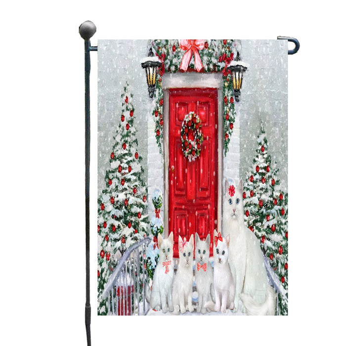 Christmas Holiday Welcome Turkish Angora Cats Garden Flags- Outdoor Double Sided Garden Yard Porch Lawn Spring Decorative Vertical Home Flags 12 1/2"w x 18"h