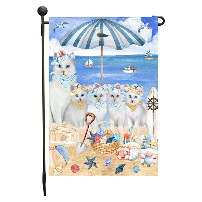 Turkish Angora Cats Garden Flag, Double-Sided Outdoor Yard Garden Decoration, Explore a Variety of Designs, Custom, Weather Resistant, Personalized, Flags for Cat and Pet Lovers