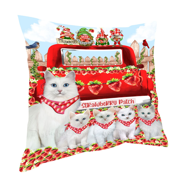 Turkish Angora Throw Pillow: Explore a Variety of Designs, Custom, Cushion Pillows for Sofa Couch Bed, Personalized, Cat Lover's Gifts