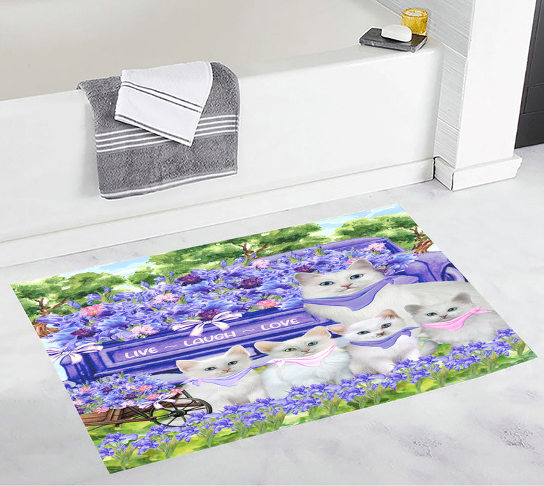 Turkish Angora Anti-Slip Bath Mat, Explore a Variety of Designs, Soft and Absorbent Bathroom Rug Mats, Personalized, Custom, Cat and Pet Lovers Gift