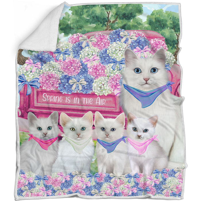 Turkish Angora Blanket: Explore a Variety of Custom Designs, Bed Cozy Woven, Fleece and Sherpa, Personalized Cat Gift for Pet Lovers