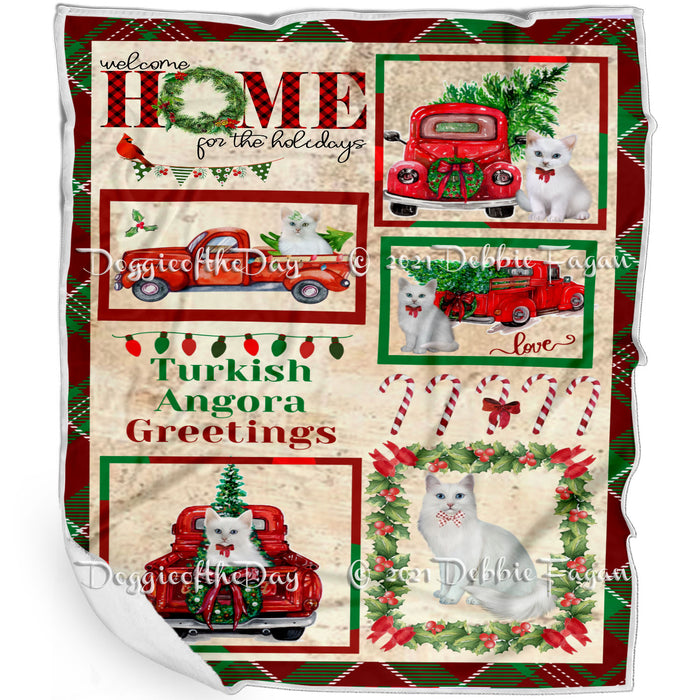 Welcome Home for Christmas Holidays Turkish Angora Cats Blanket BLNKT72221