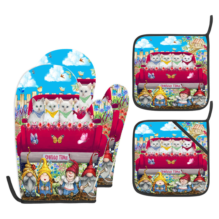 Turkish Angora Oven Mitts and Pot Holder, Explore a Variety of Designs, Custom, Kitchen Gloves for Cooking with Potholders, Personalized, Cat and Pet Lovers Gift