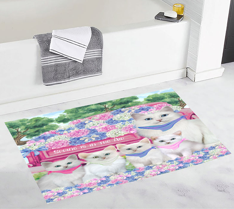 Turkish Angora Bath Mat: Explore a Variety of Designs, Personalized, Anti-Slip Bathroom Halloween Rug Mats, Custom, Pet Gift for Cat Lovers