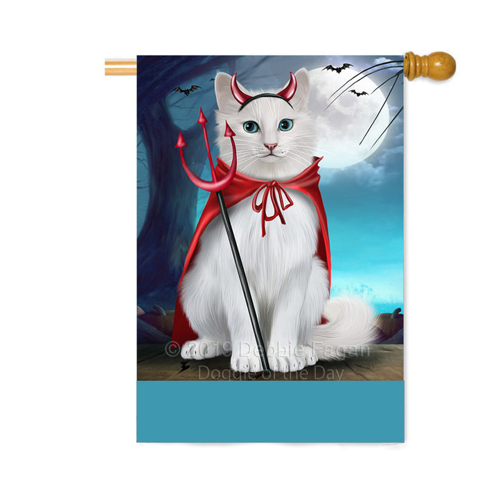 Personalized Happy Halloween Trick or Treat Turkish Angora Cat Devil Custom House Flag FLG64182