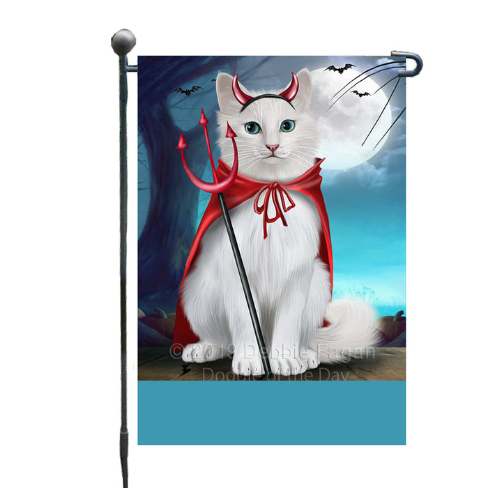 Personalized Happy Halloween Trick or Treat Turkish Angora Cat Devil Custom Garden Flag GFLG64491