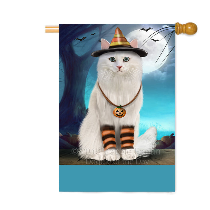 Personalized Happy Halloween Trick or Treat Turkish Angora Cat Candy Corn Custom House Flag FLG64127