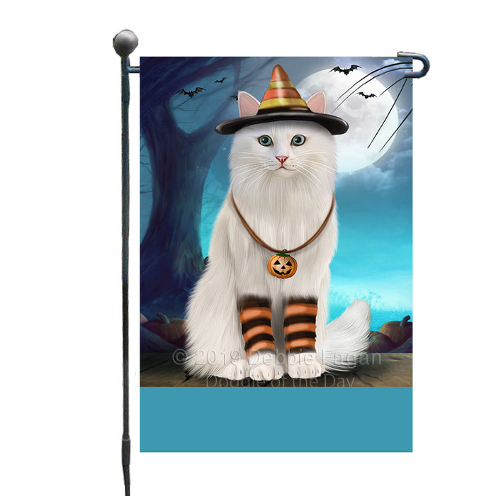 Personalized Happy Halloween Trick or Treat Turkish Angora Cat Candy Corn Custom Garden Flag GFLG64436