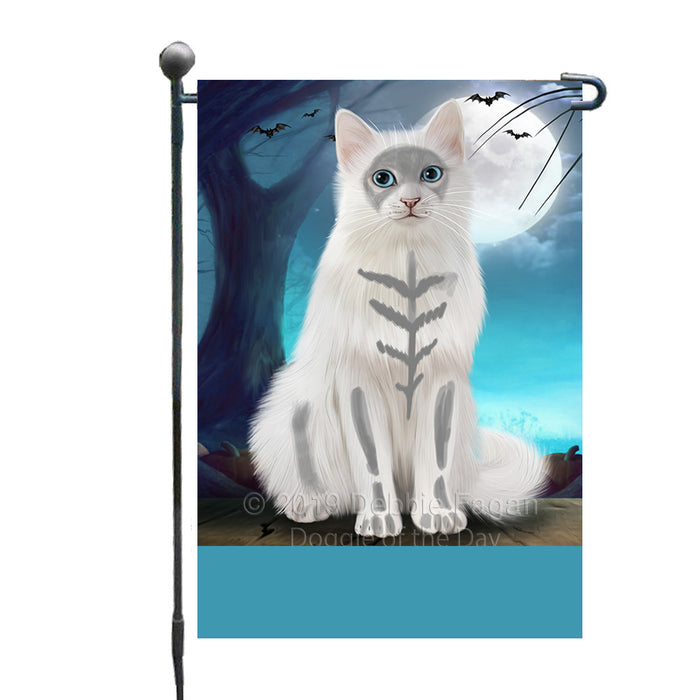 Personalized Happy Halloween Trick or Treat Turkish Angora Cat Skeleton Custom Garden Flag GFLG64546