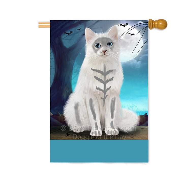 Personalized Happy Halloween Trick or Treat Turkish Angora Cat Skeleton Custom House Flag FLG64237