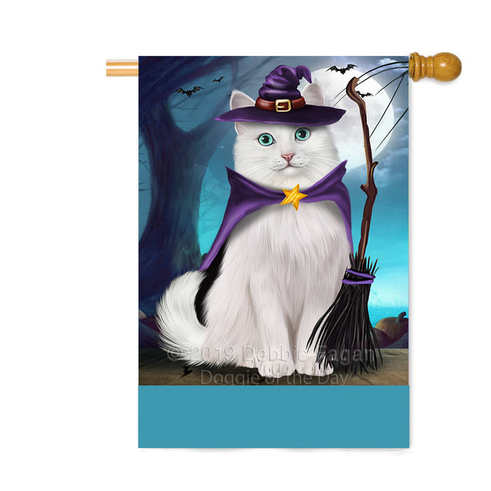 Personalized Happy Halloween Trick or Treat Turkish Angora Cat Witch Custom House Flag FLG64292