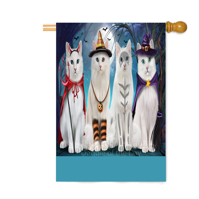 Personalized Happy Halloween Trick or Treat Turkish Angora Cats Custom House Flag FLG64072