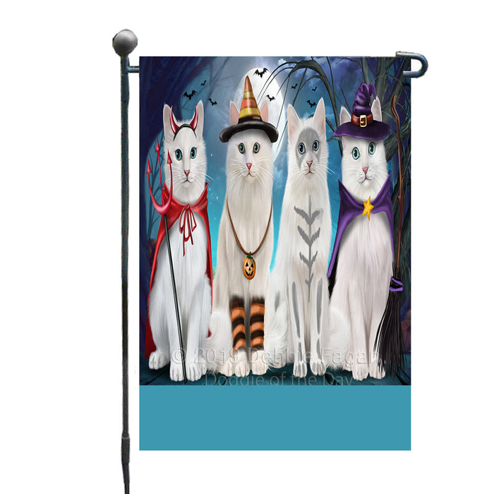 Personalized Happy Halloween Trick or Treat Turkish Angora Cats Custom Garden Flag GFLG64381