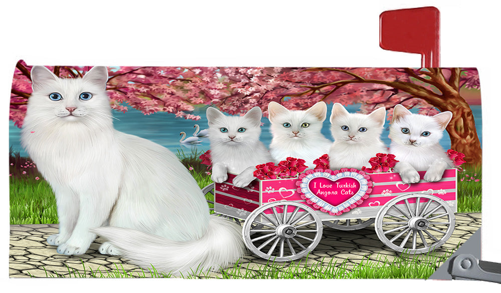 I Love Turkish Angora Cats in a Cart Magnetic Mailbox Cover MBC48595