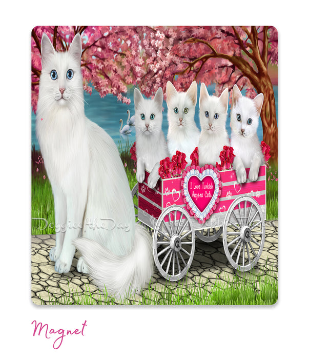Mother's Day Gift Basket Turkish Angora Cats Blanket, Pillow, Coasters, Magnet, Coffee Mug and Ornament