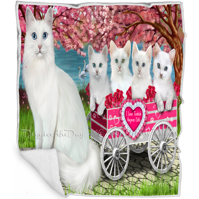 I Love Turkish Angora Cats in a Cart Blanket BLNKT105276