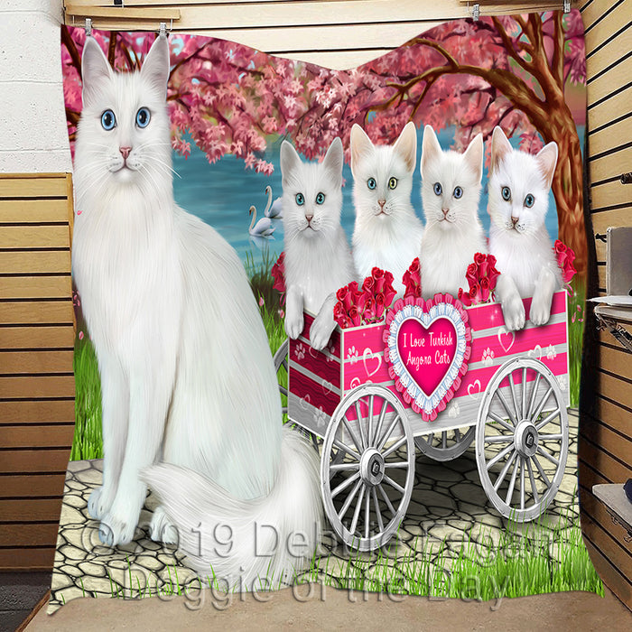 I Love Turkish Angora Cats in a Cart Quilt