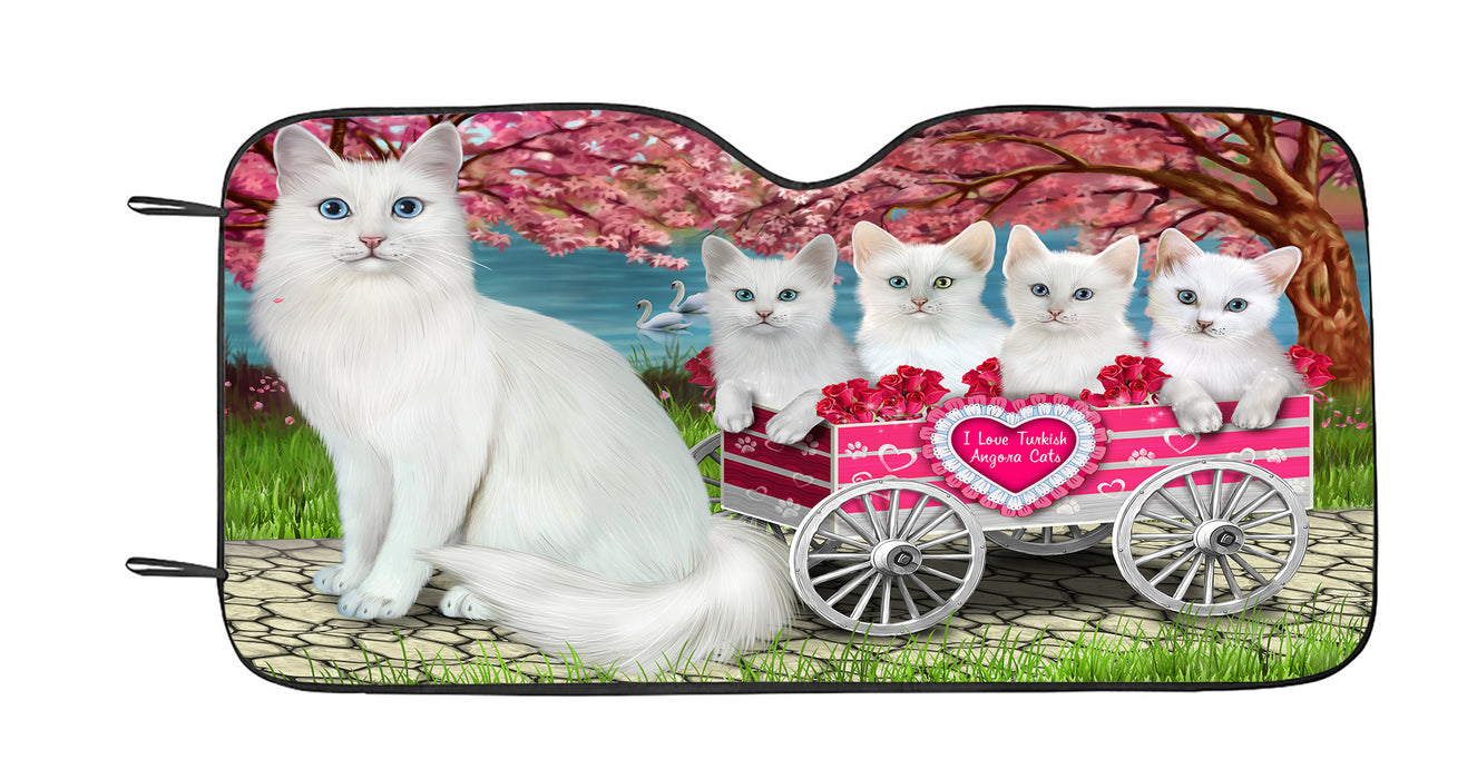 I Love Turkish Angora Cats in a Cart Car Sun Shade