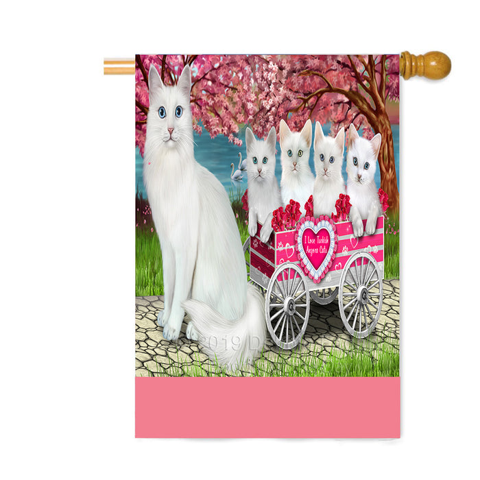 Personalized I Love Turkish Angora Cats in a Cart Custom House Flag FLG-DOTD-A62252