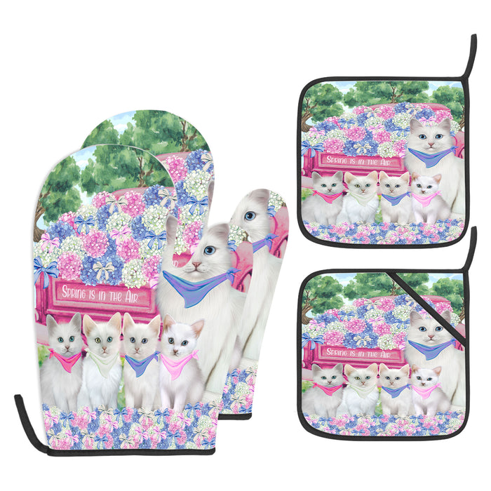 Turkish Angora Oven Mitts and Pot Holder Set: Explore a Variety of Designs, Custom, Personalized, Kitchen Gloves for Cooking with Potholders, Gift for Cat Lovers