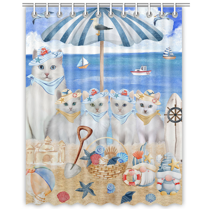 Turkish Angora Shower Curtain: Explore a Variety of Designs, Halloween Bathtub Curtains for Bathroom with Hooks, Personalized, Custom, Gift for Pet and Cat Lovers
