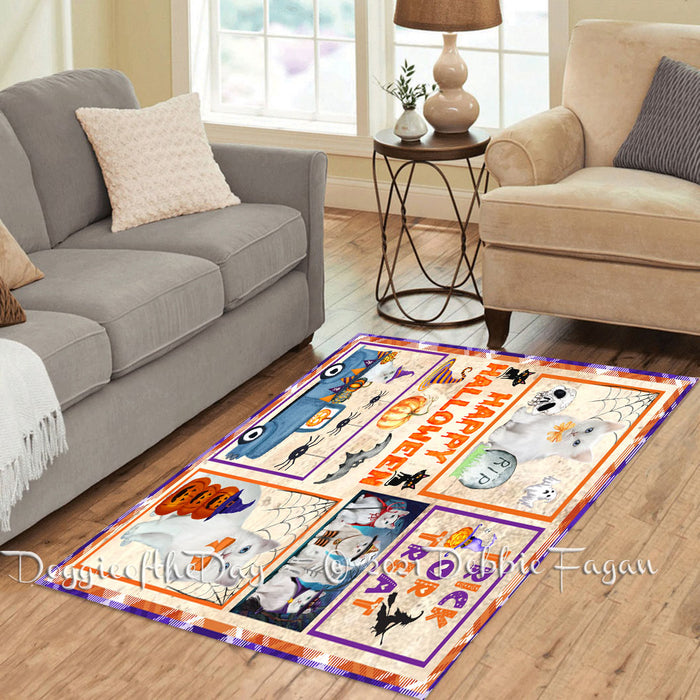 Happy Halloween Trick or Treat Turkish Angora Cats Polyester Living Room Carpet Area Rug ARUG66005