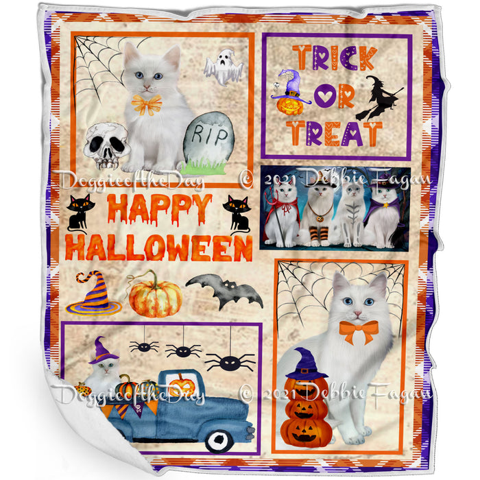 Happy Halloween Trick or Treat Turkish Angora Cats Blanket BLNKT143797