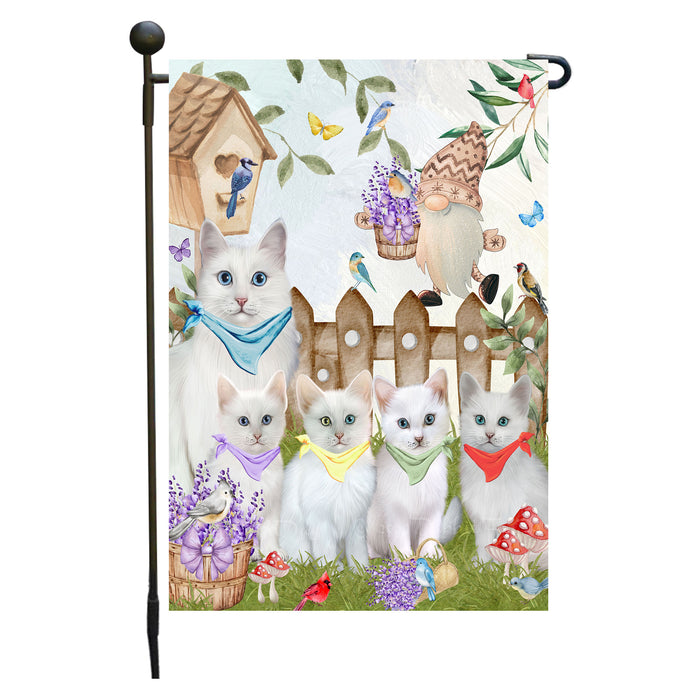 Turkish Angora Cats Garden Flag: Explore a Variety of Designs, Custom, Personalized, Weather Resistant, Double-Sided, Outdoor Garden Yard Decor for Cat and Pet Lovers