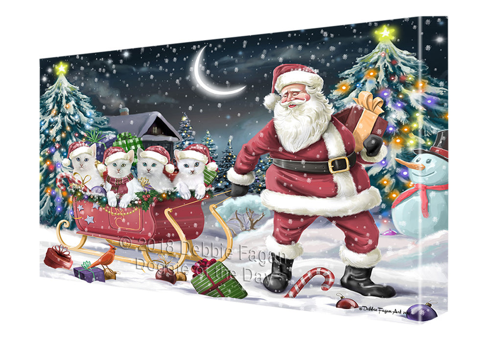 Santa Sled Christmas Happy Holidays Turkish Angora Cats Canvas Print Wall Art Décor CVS107297