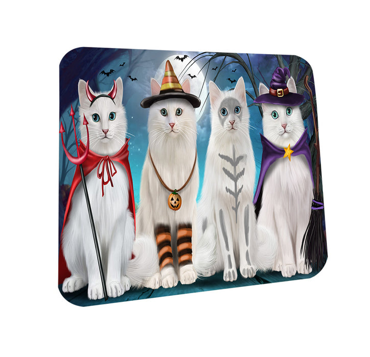 Happy Halloween Trick or Treat Turkish Angora Cats Coasters Set of 4 CST54447