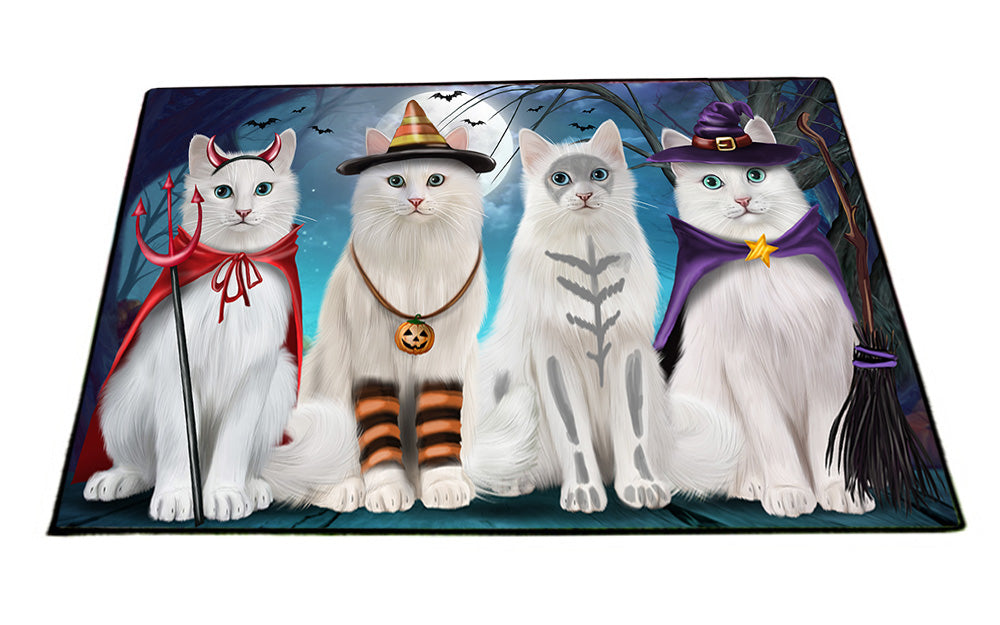Happy Halloween Trick or Treat Turkish Angora Cats Floormat FLMS54721